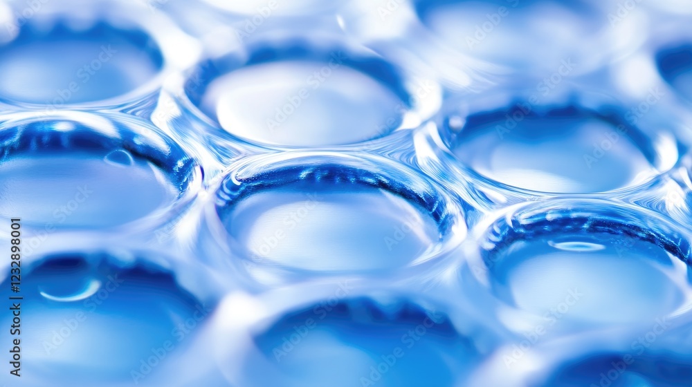 Poster abstract blue liquid cellular structure design