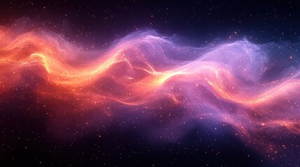 Obraz premium Wavy, vibrant cosmic nebula in space with stars.