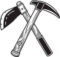 Knife Rustic Tool for Gardening, Silhouette vector art illustration with a white background