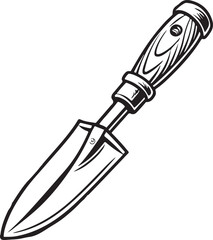 Knife Rustic Tool for Gardening, Silhouette vector art illustration with a white background