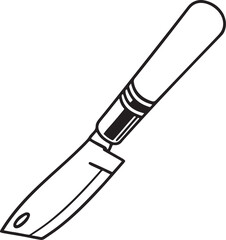 Knife Rustic Tool for Gardening, Silhouette vector art illustration with a white background