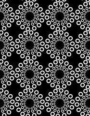 Black and White Dots in Circles Repeat Pattern 