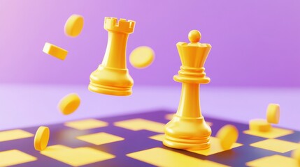 marketing research compition preferences, Competitive market strategy concept, chessboard with glowing pieces