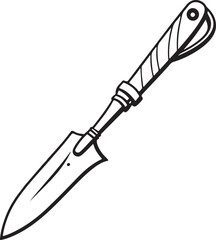 Knife Rustic Tool for Gardening, Silhouette vector art illustration with a white background