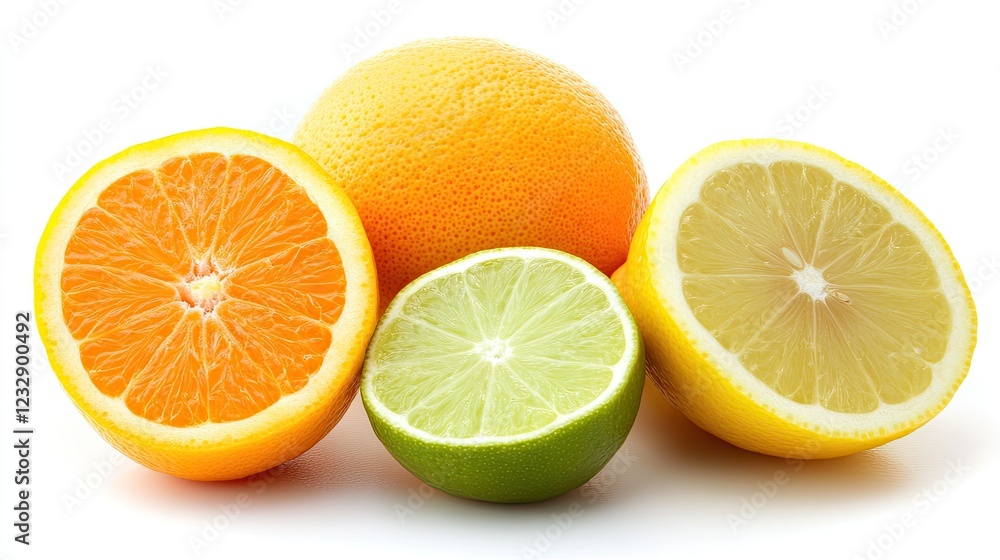 Poster halved citrus fruits arranged in a vibrant display