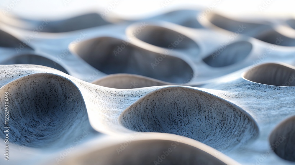 Poster abstract gray sculpted surface with concave forms