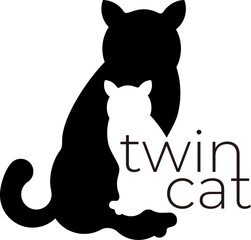 2 cats mascot logo, negative space concept, suitable for profits in the pet food industry.