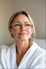 40 year old woman skincare in the bedroom