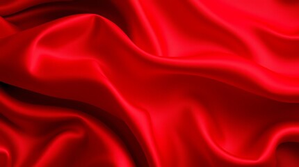 Obraz premium Vibrant red silk fabric, luxurious satin texture, smooth folds and ripples, shiny surface