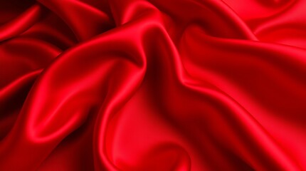 Obraz premium Vibrant red silk fabric, luxurious satin texture, smooth folds and ripples, shiny surface