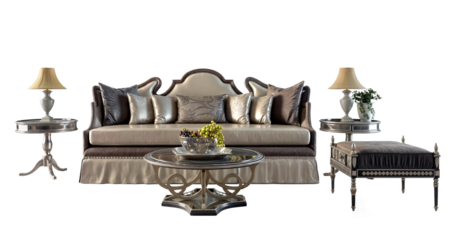antique furniture set isolated on background. 3d rendering