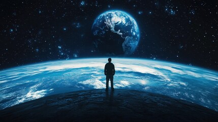 Awe-Inspiring View of Earth from a Cosmic Perspective at Nighttime