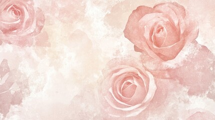 Delicate Watercolor Roses Soft Pastel Background