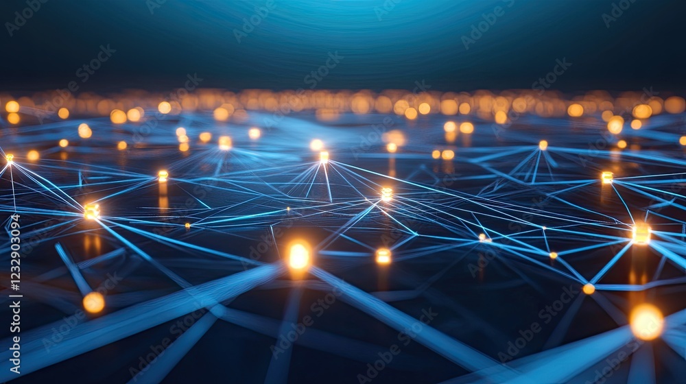 Poster Abstract Network Showing Interconnected Nodes and Data Flow