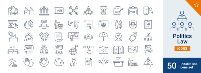 Politics icons Pixel perfect. Network, vote, check, ....	
