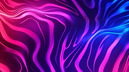Colorful neon zebra texture with smooth wavy lines in electric blue and ultraviolet tones