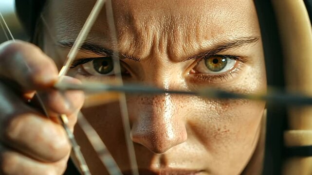Professional Archer Preparing to Release an Arrow