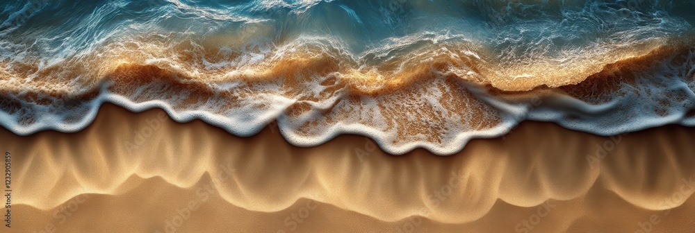 Poster natural sand texture with waves creating unique patterns at the beach