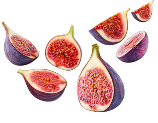falling figs isolated on white background, cut out,