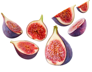 falling figs isolated on white background, cut out,