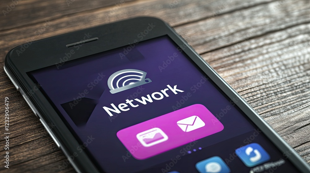 Poster Smartphone displays network connection interface and icons