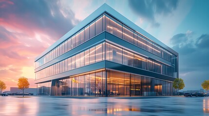 Fototapeta premium High tech futuristic skyscraper showcasing elegant glass surfaces and structural brilliance