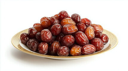 Obraz premium date fruit on plate isolated on white background