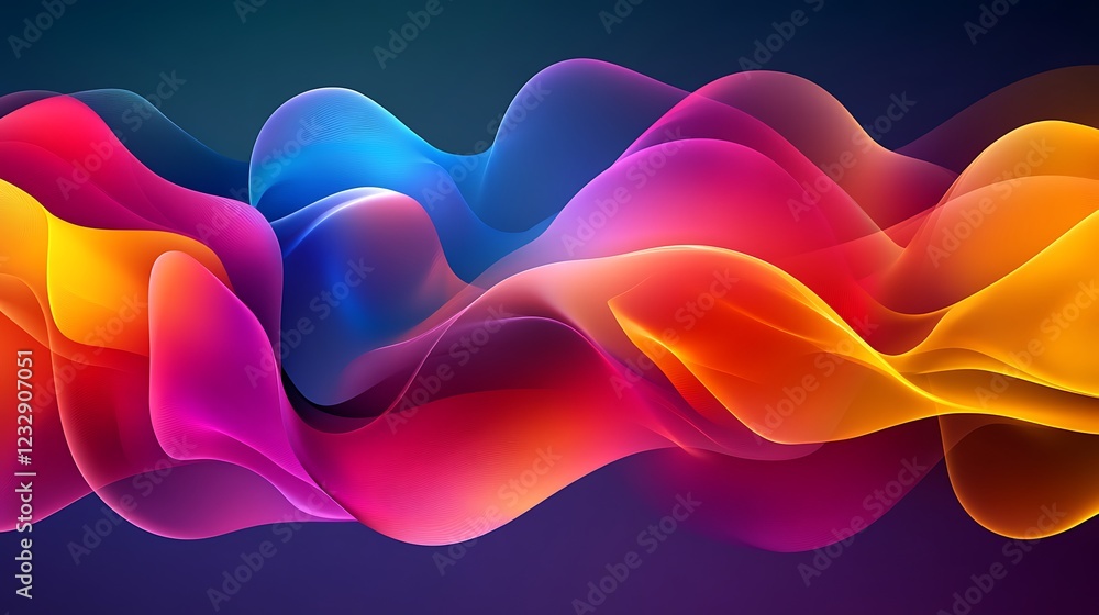 Poster abstract colorful waves flowing dynamically across space