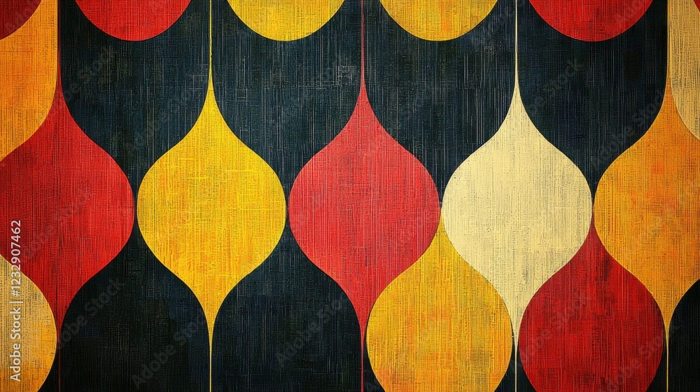 Poster abstract colorful pattern with bold shapes and vintage texture