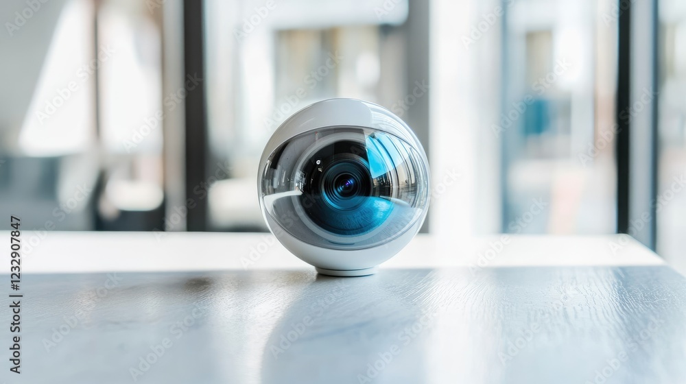 Poster Modern Spherical Security Camera on a Table