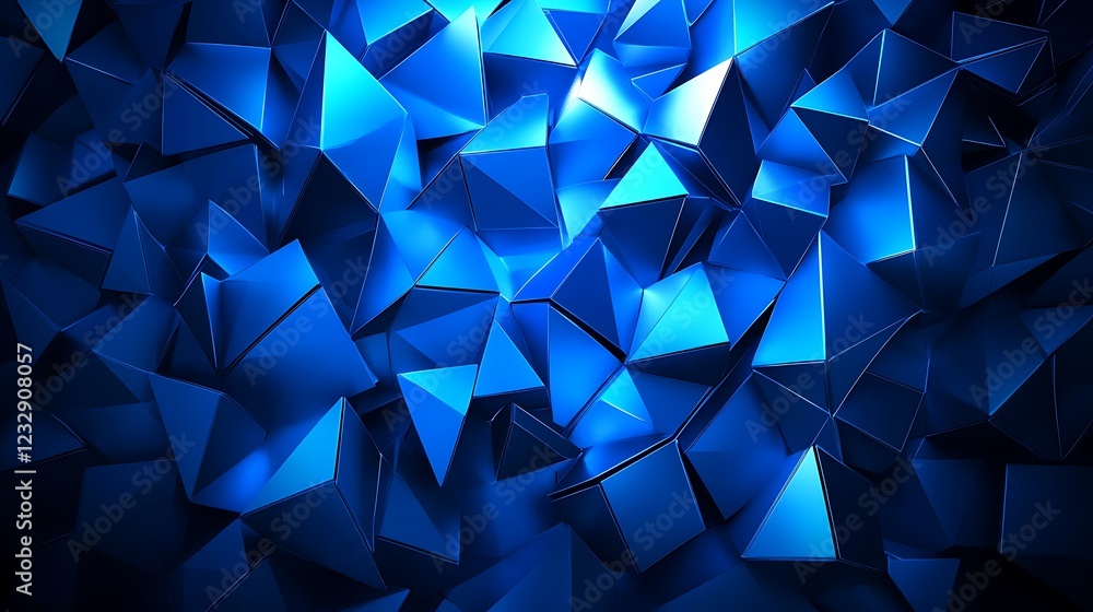 Poster abstract blue metallic triangular geometric pattern
