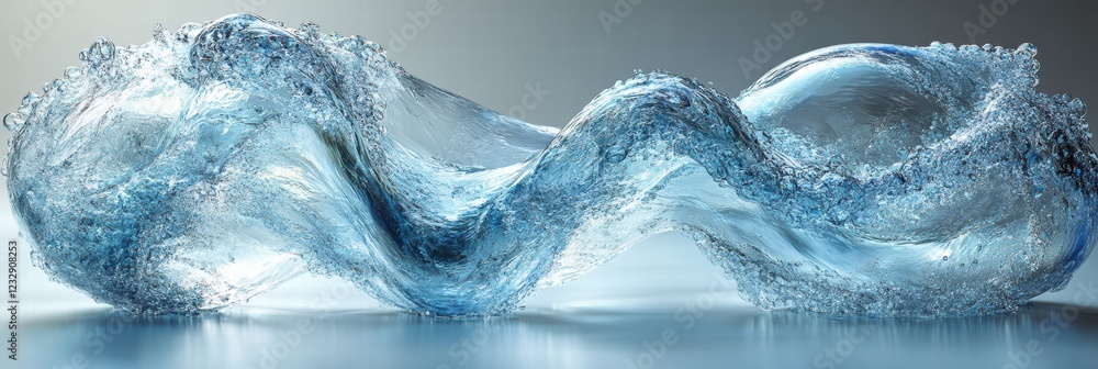 Aufkleber water gracefully flows through a clear infinity shape creating a dynamic ripple effect