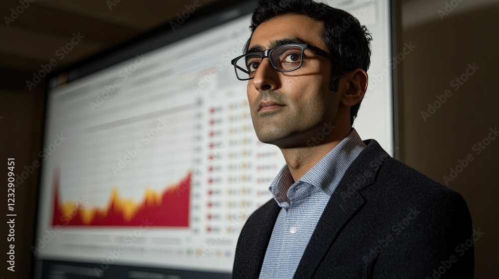 Poster A Man Contemplates Data on a Large Screen Display