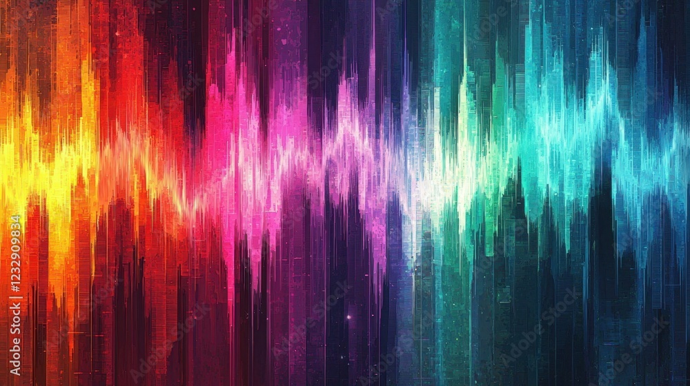 Poster abstract colorful sound waves visualization background design