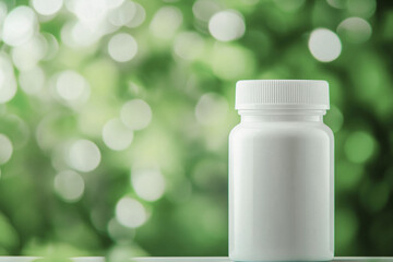 Supplement bottle against an abstract green background