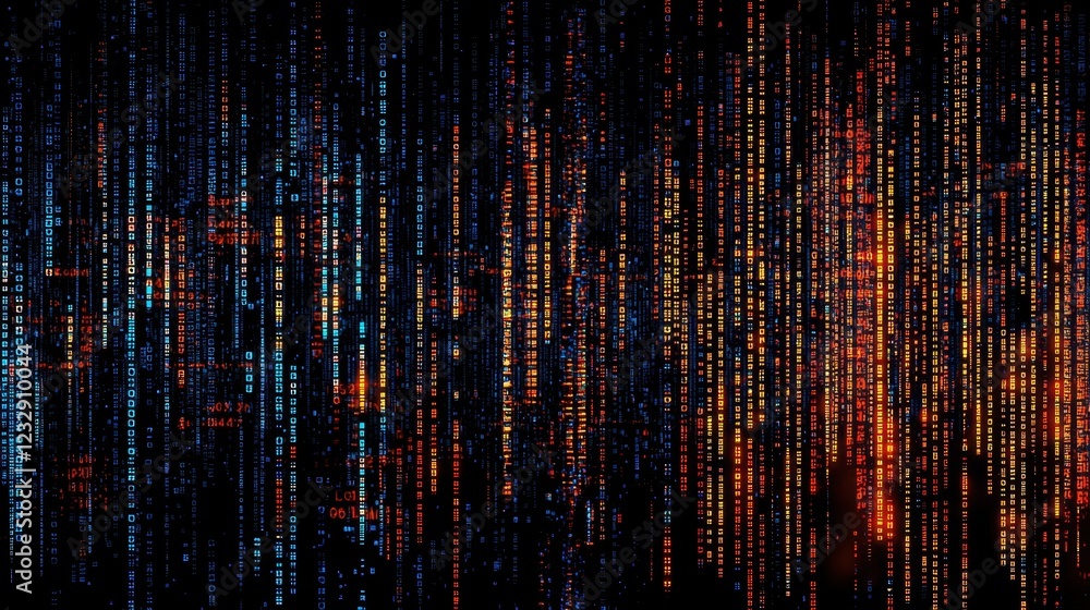 Poster abstract digital matrix background with glowing data streams