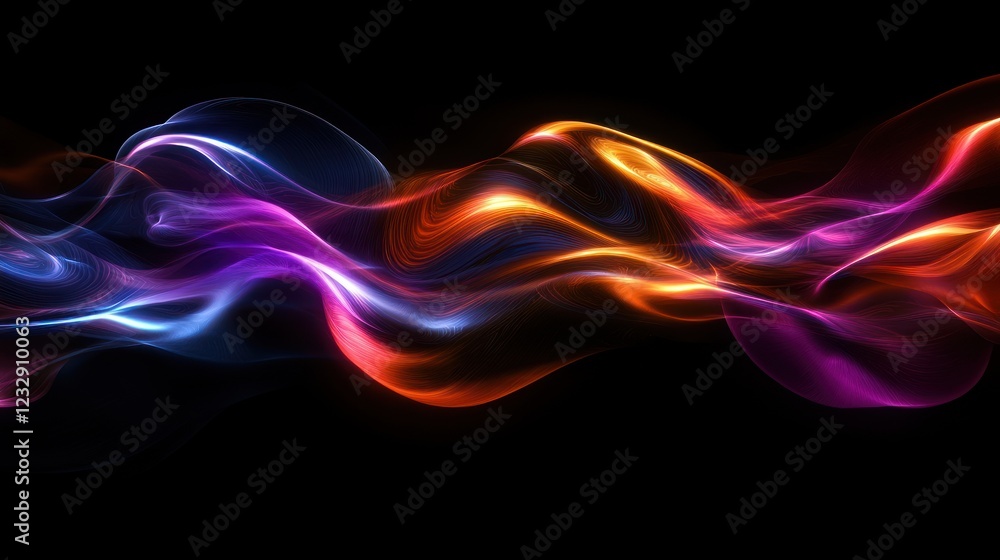 Poster abstract colorful waves flowing dark background