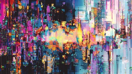 Fototapeta premium Vibrant Abstract Digital Art with Colorful Patterns and Distortion