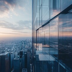 Stunning futuristic high rise showcasing sleek glass walls and artistic water inspired decor