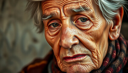 Obraz premium Portrait of a thoughtful elderly person