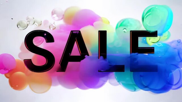 A colorful sign that says Sale. The sign is made up of many different colored bubbles. The bubbles are arranged in a way that makes the word Sale stand out