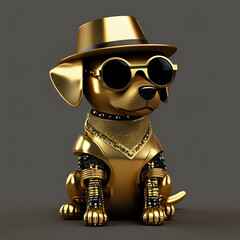 golden robot with a cup