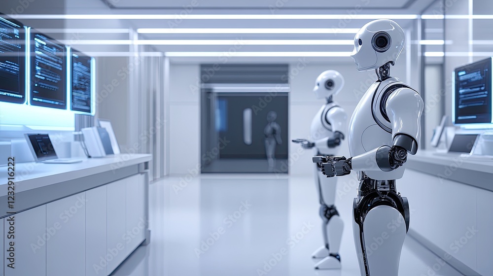 Poster Advanced Robots Working in a Modern Tech Lab