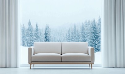 Modern Sofa in Minimalist Winter Interior