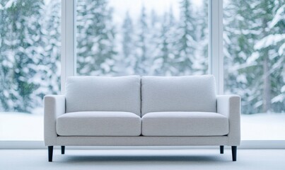 Modern Sofa in Minimalist Winter Interior