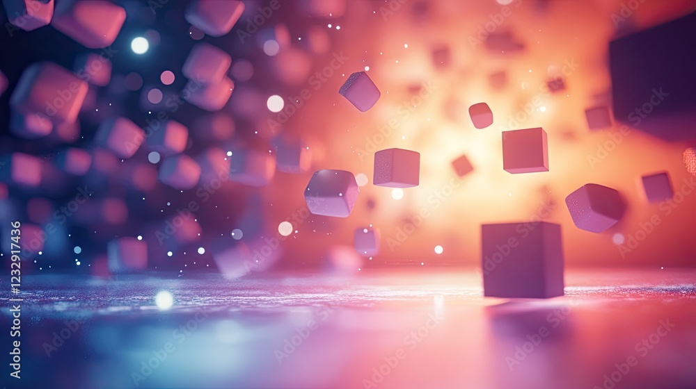Poster Abstract Floating Cubes in a Colorful Digital Space
