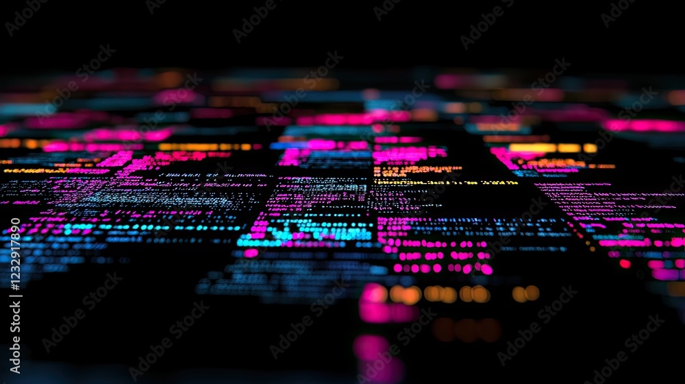 Aufkleber colorful code lines illuminated on a dark screen