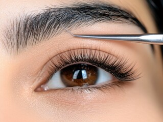 Obraz premium close-up of eyebrow lamination procedure