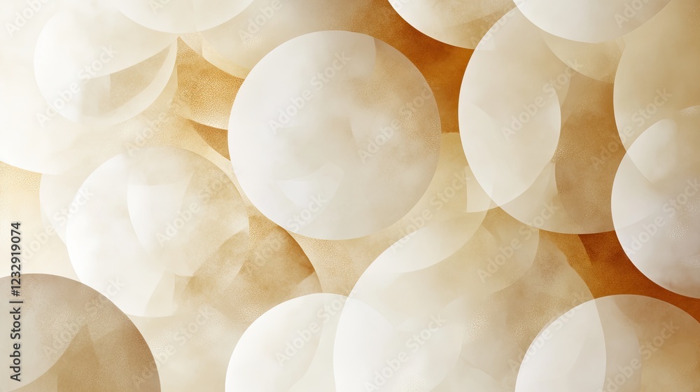 Aufkleber abstract beige and white circles overlapping design