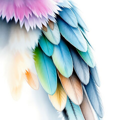 Obraz premium Super zoom on a hummingbird’s colorful feathers! Soft watercolor pastel shades blend like a rainbow, creating a magical and dreamy nature vibe.